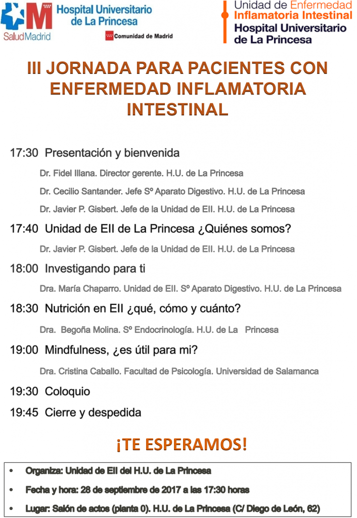 III Jornada para pacientes con EII- Hospital de La Princesa @ Salón de actos del Hospital de La Princesa | Madrid | Comunidad de Madrid | España